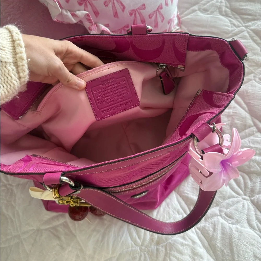 Y2K Coach‎ Hot pink monogram tote bag